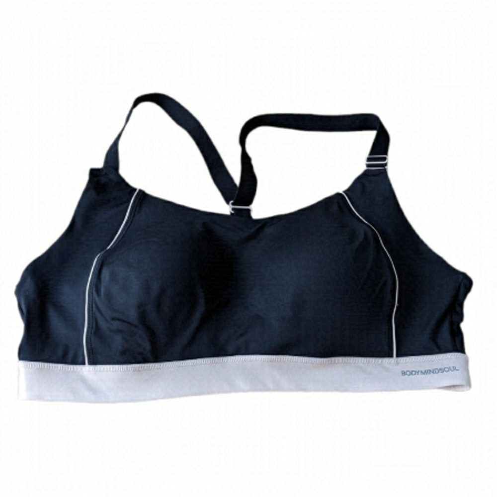 La vie en Rose Body mind sole sport yoga bra black size XL T5